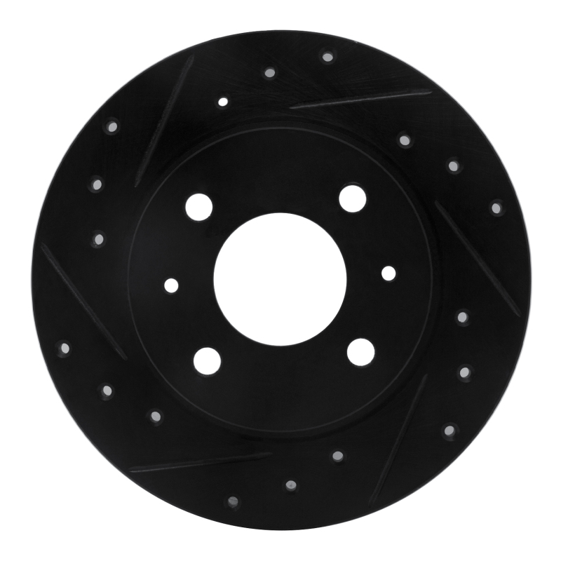 Nissan Pulsar NX Brake Rotor (1) - Front Left - R1 Concepts - Drilled & Slotted - Black - `86-`06